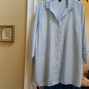 Oversized blue & white shirt